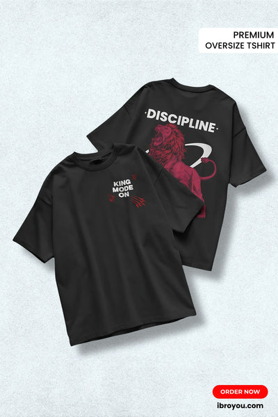 Men’s Premium Oversized T-Shirt – “Discipline” Lion Graphic | King Mode On Streetwear Tee