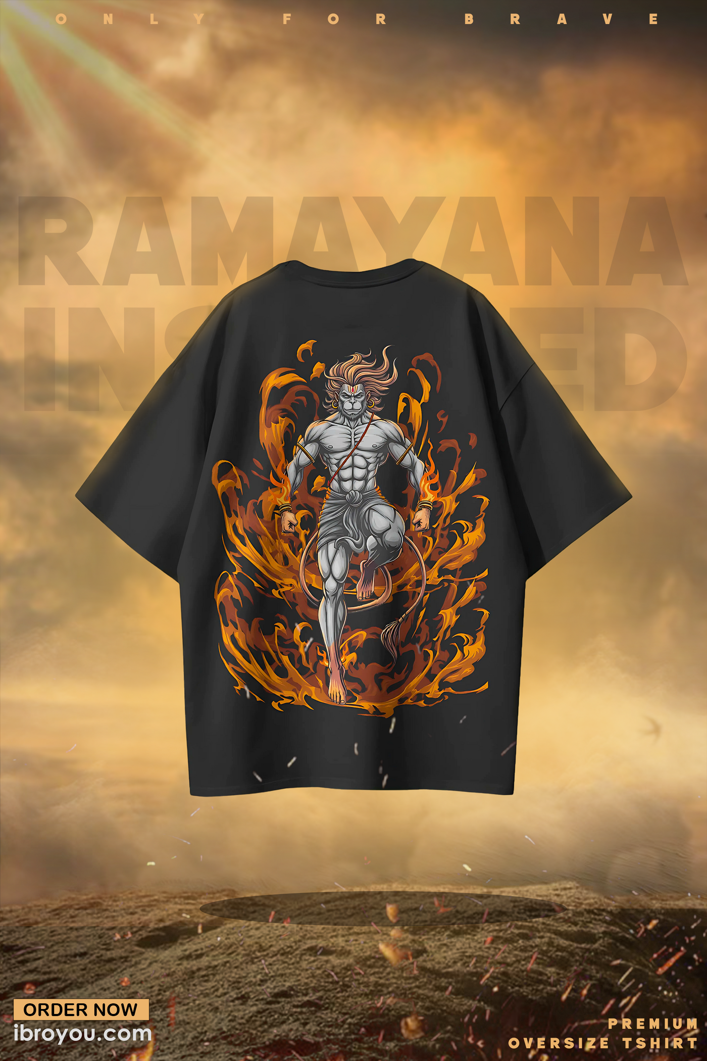 ⚡ Ramayana-Inspired Hanuman Oversized Premium T-Shirt | 240 GSM Streetwear